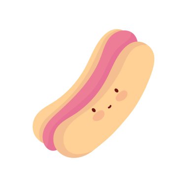 Hot dog karakteri çizgi film fast food şirin çizgi ve doldurma tarzı