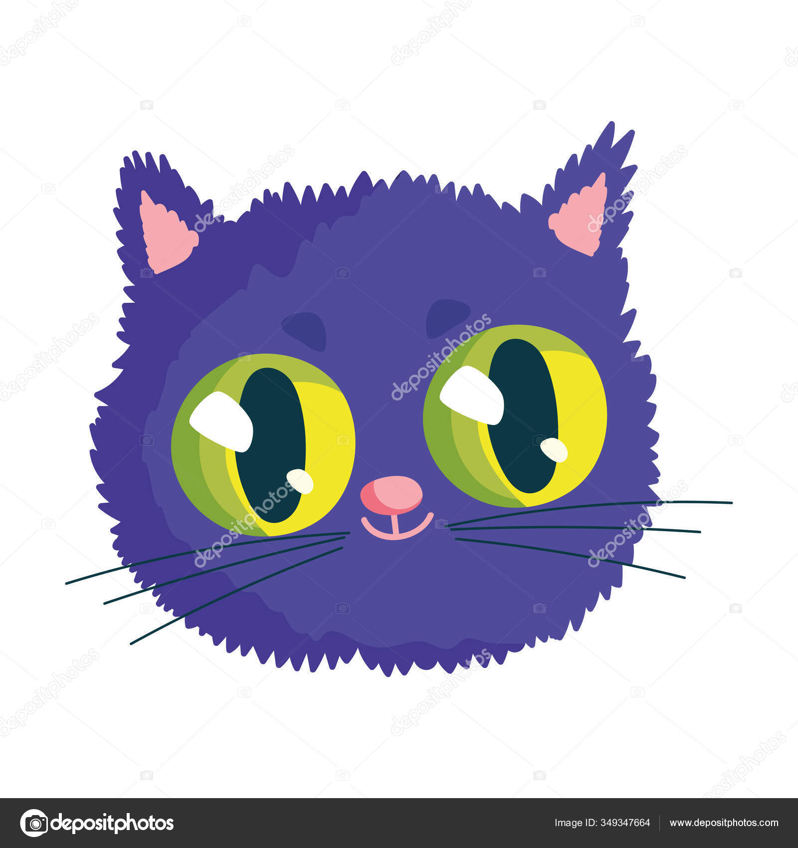 Collection of Cute cat cartoon face design icon. Cute cat cartoon