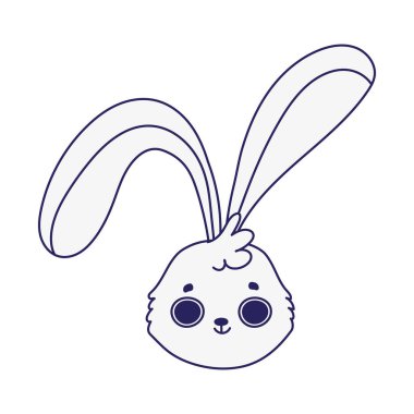 cute rabbit face cartoon character icon design line style