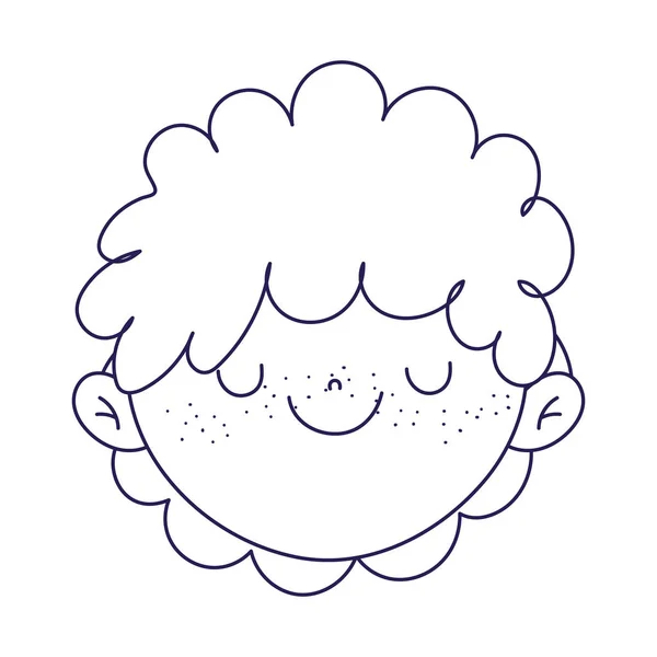 Cute boy face cartoon character icon line style — Διανυσματικό Αρχείο