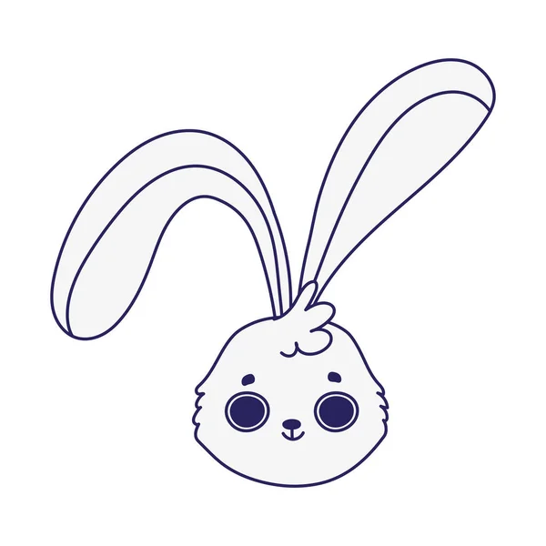 Mignon lapin visage dessin animé personnage icône conception ligne style — Image vectorielle