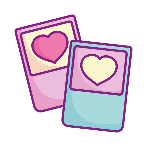 Happy valentines day, hearts love cards romantic cartoon — 스톡 벡터