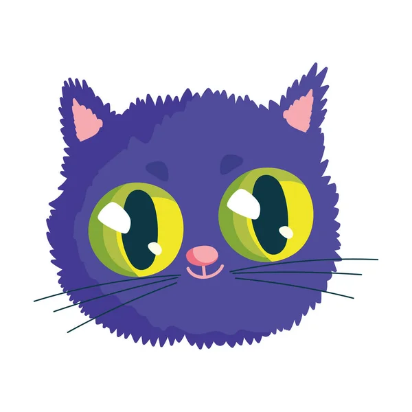 Cute cat feline face big eyes cartoon icon design — Stockvektor