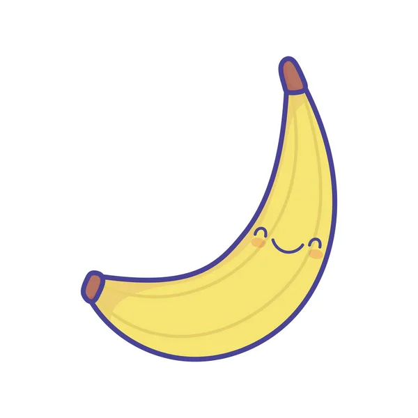 Tropical banana fruit cartoon food cute flat style icon — Stok Vektör