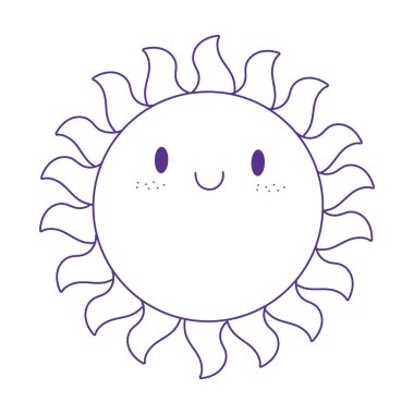 cartoon sun summer weather icon design white background line style