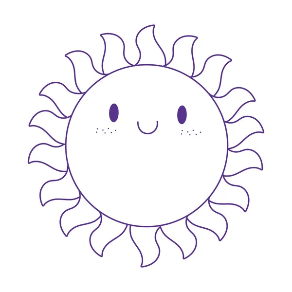 Desenho animado sol verão clima ícone design branco fundo linha estilo —  Vetores de Stock