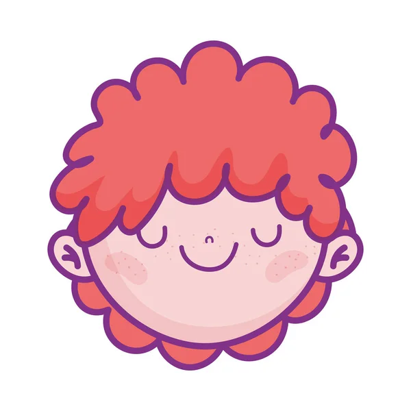 Cute boy face cartoon character icon — Stock vektor