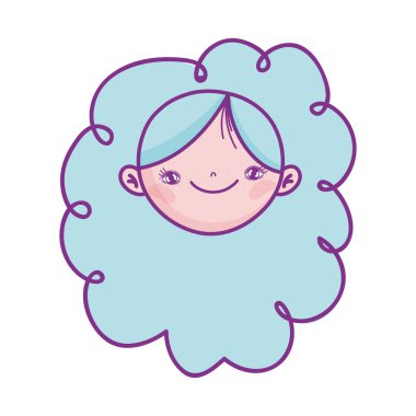 Tatlı kız yüzü çizgi film karakteri simgesi