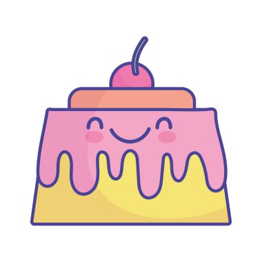 jelly with cherry pastry cartoon food cute flat style icon