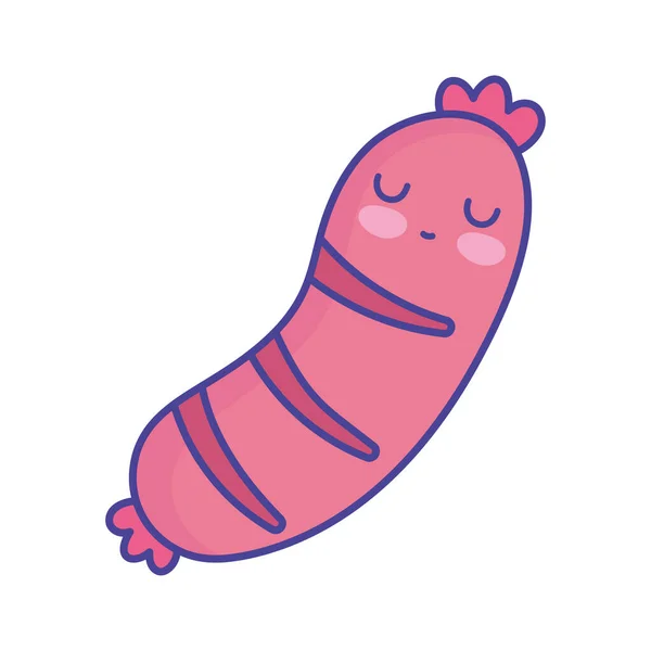 Happy sausage cartoon food cute flat style icon — Διανυσματικό Αρχείο