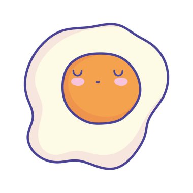 fried egg breakfast character cartoon food cute flat style icon