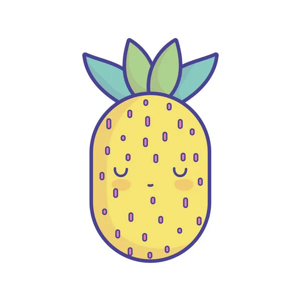 Pineapple tropical fruit cartoon food cute flat style icon — Wektor stockowy