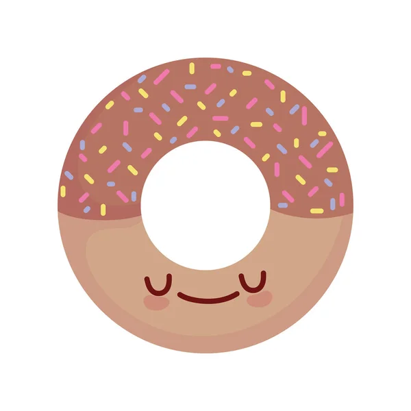 Sweet chocolate donut with chips cartoon food cute line and fill style — Διανυσματικό Αρχείο