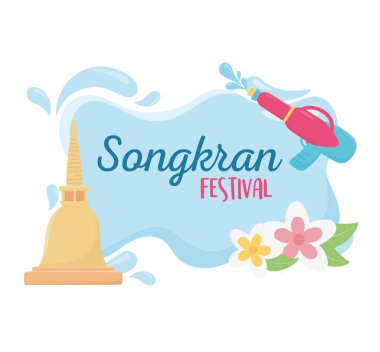 Songkran festivali plastik su tabancası çiçekleri thai