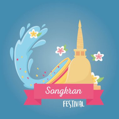 Songkran festivali çiçek kasesi ve Thai su sarayı.