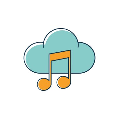 cloud computing note musical melody sound music line and fill style