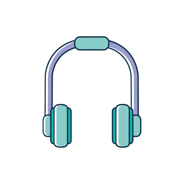 Headphones device melody sound music line and fill style — 图库矢量图片