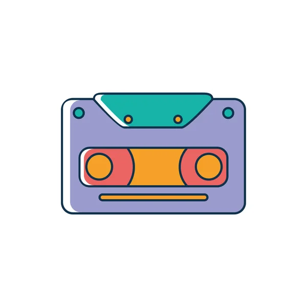 Vintage cassette tape melody sound music line and fill style — Stockvector