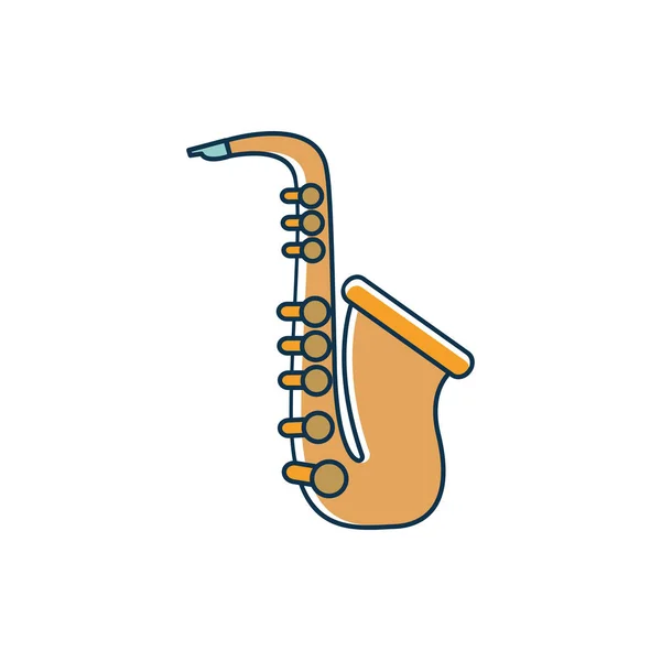 Saxophone wind instrument melody sound music line and fill style — Stockvector