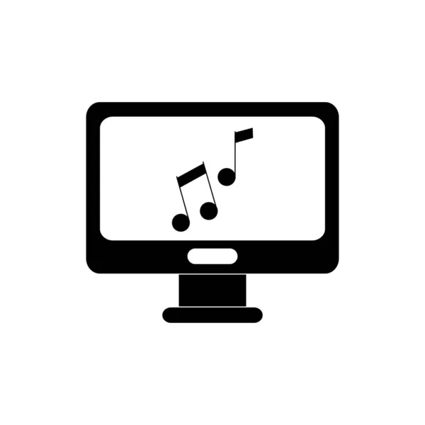 Computer note applicazione dispositivo melodia suono musica silhouette stile icona — Vettoriale Stock