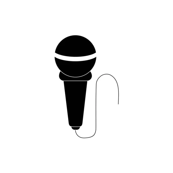 Микрофон кабельное оборудование мелодия звуковой музыка силуэт стиль икона — стоковый вектор