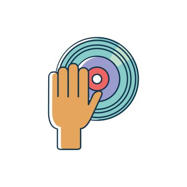 hand dj vinyl mixer melody sound music line and fill style