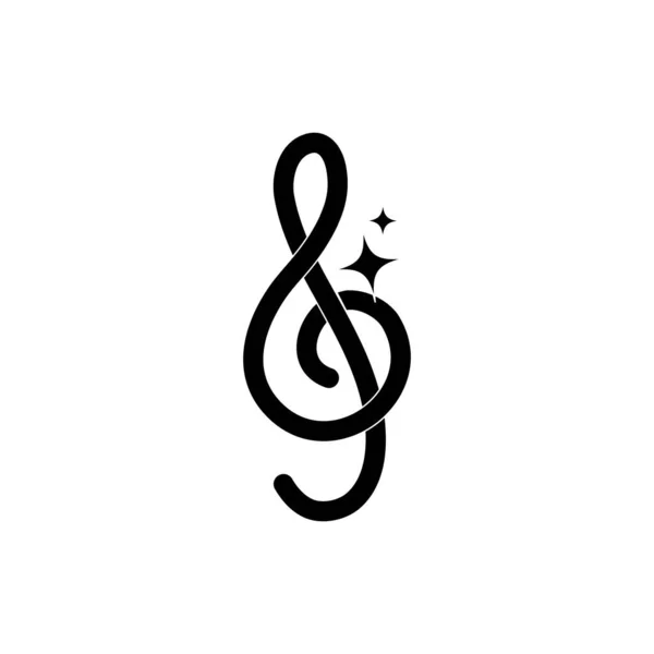 Treble clef note musical melody sound music silhouette style icon — Stock Vector