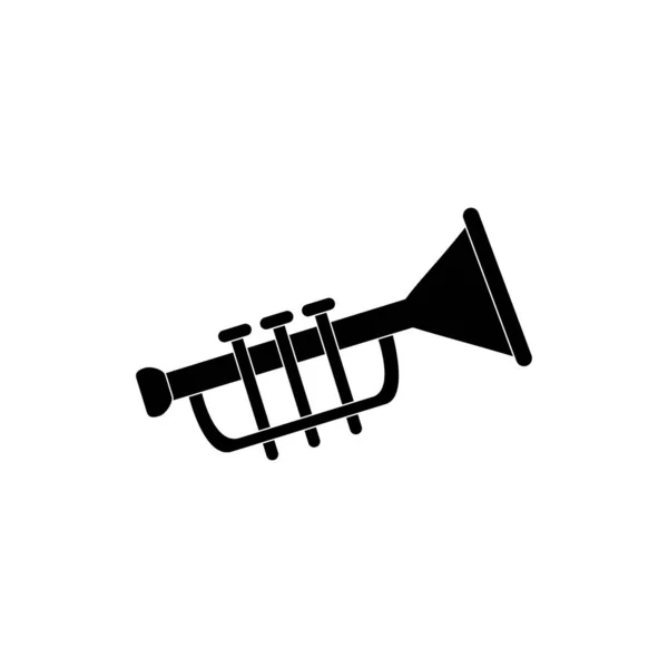 Труба вітровий інструмент мелодія звук музика силует стиль значок — стоковий вектор
