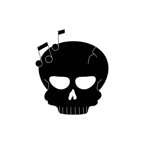 Skull note musical melody sound music silhouette style icon — 스톡 벡터