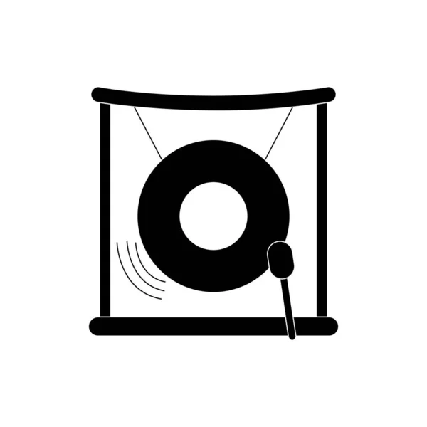 Gong stick percusión musical melodía sonido música silueta estilo icono — Vector de stock