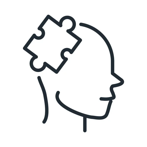 Alzheimers maladie cerveau tâches difficiles ligne style icône — Image vectorielle