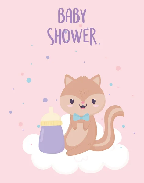 Μωρό ντους λίγο σκίουρος κάρτα καρτούν διακόσμηση — Διανυσματικό Αρχείο
