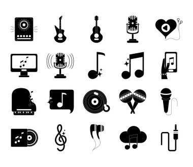 müzik melodisi ses simgeleri siluet biçimi simgesini ayarlar
