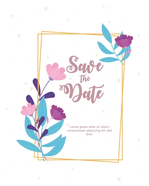 Flores boda, guardar la fecha, flores de decoración floral — Vector de stock
