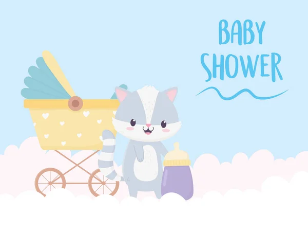 Bambino doccia procione cartone animato decorazione — Vettoriale Stock