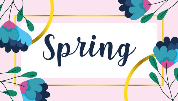 Spring sale, flowers frame banner decoration season — Wektor stockowy