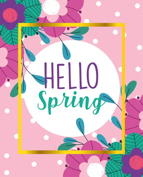 Hello spring, little flowers blown nature banner design — стоковый вектор