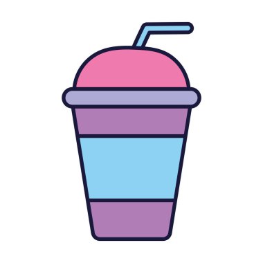 plastic cup and straw drink cartoon icon style design