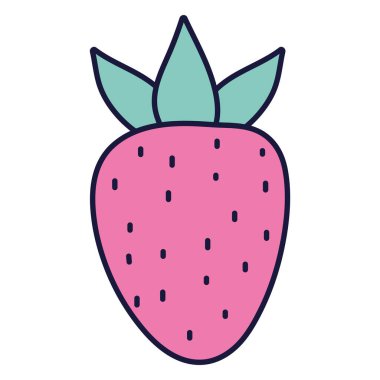 strawberry fresh fruit food cartoon icon style design