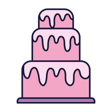 sweet cake with melted cream dessert cartoon icon style design