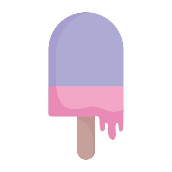 Melted ice cream in stick cartoon icon style design — Wektor stockowy