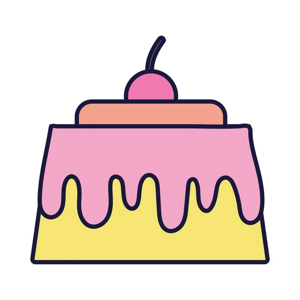 Gelatina dolce con frutta cibo cartone animato icona stile design — Vettoriale Stock