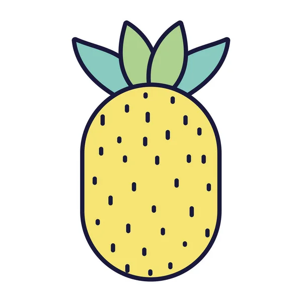 अनानास उष्णकटिबंधीय ताजा फल खाद्य कार्टून प्रतीक शैली डिजाइन — स्टॉक वेक्टर