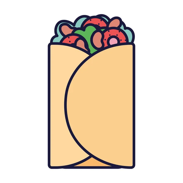Mexican taco fast food cartoon icon style design — Stockvektor