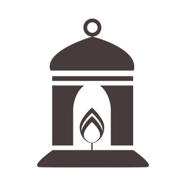 burning candle in lantern ramadan arabic islamic celebration silhouette style icon