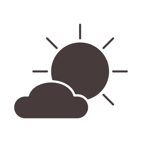 Солнце облако погодный климат летний день силуэт стиль значок — стоковый вектор