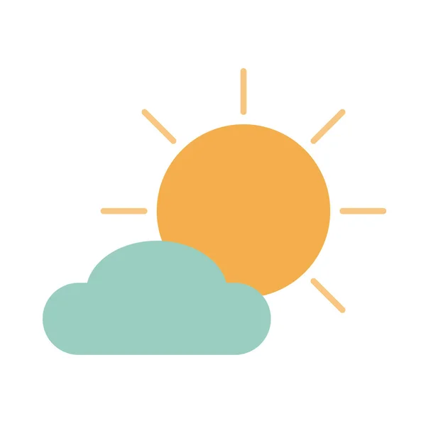 Солнце облако погодный климат летний день тон значок цвета — стоковый вектор