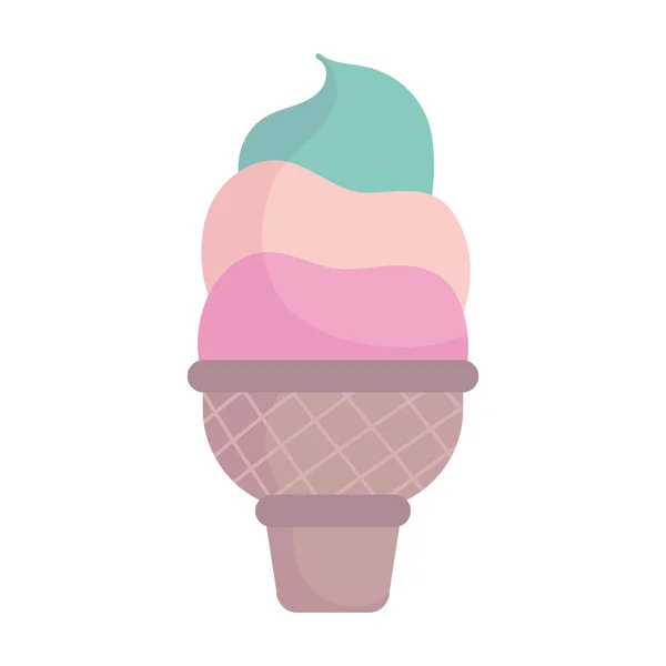 Ice cream cone food cartoon icon style design — Stock Vector
