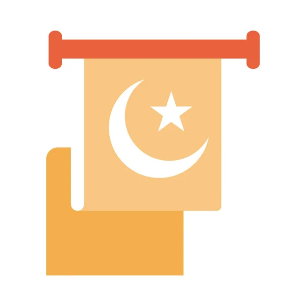 Pendant with moon star emblem ramadan arabic islamic celebration tone color icon — Stock vektor