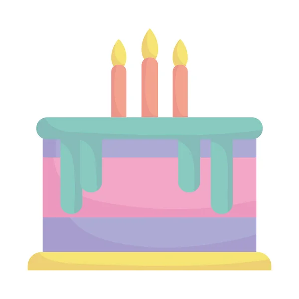 Birthday cake with candles celebration cartoon icon style design — Stock Vector